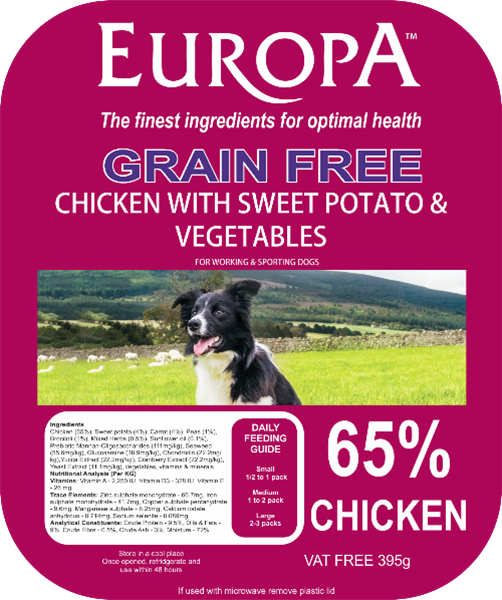 Picture of Europa Grain Free Chicken, Sweet Potato & Vegetables 395g Tray