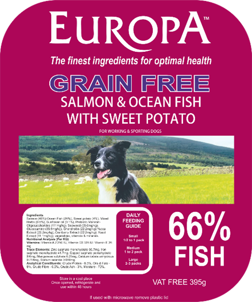 Picture of Europa Grain Free Salmon & Ocean Fish with Sweet Potato 395g Tray