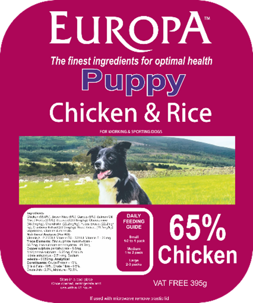 Picture of Europa Puppy Chicken & Rice 395g Tray