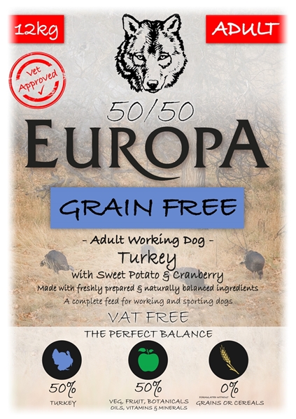 Picture of Europa 50/50 Grain Free Turkey, Sweet Potato & Cranberry 2 x 12kg  SPECIAL OFFER