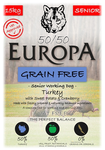 Picture of Europa Turkey Senior 50/50 with Sweet Potato & Cranberry 13.5kg Free Delivery