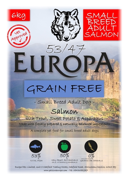 Picture of Europa Small Breed Salmon 53/47 with Sweet Potato & Asparagus 6kg