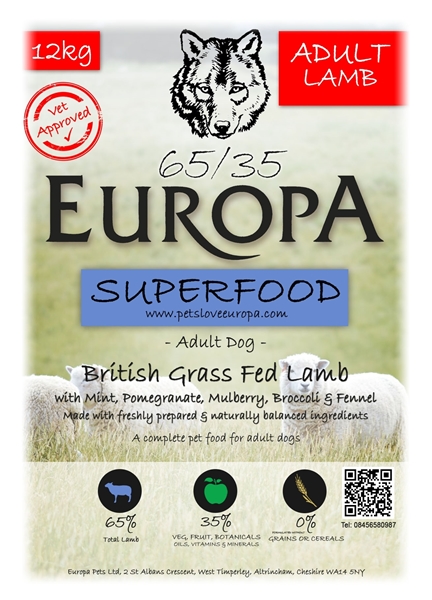Picture of Europa British Grass Fed Lamb Adult 65/35 now 15kg